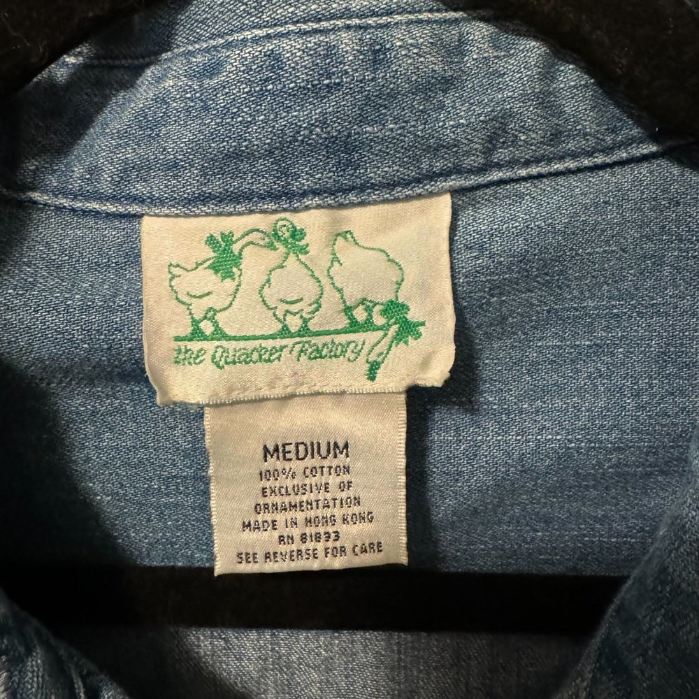 Vintage Quacker Factory Rhinestone Snowflake Denim Button Down - Size Medium‎ - Picture 5 of 10